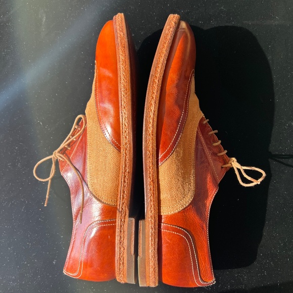 Vintage Paul Smith Dennis Burnished-Leather and Canvas Oxford Shoes UK-10|US-11 main image 6